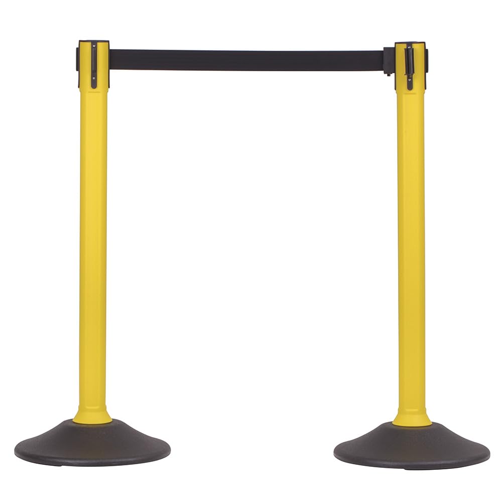 US Weight Crowd Control barriers- Sentry Stanchion with Retractable Belt Barrier– Easy Connect Assembly (2-Pack) Crowd Control Stanchions - Black