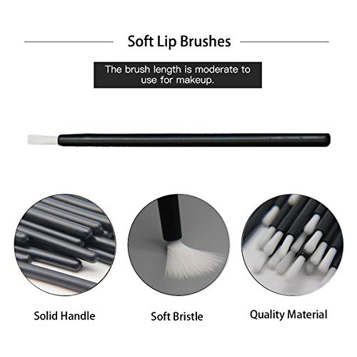 NEGEMEL 100 Pcs Disposable Makeup Lip Brushes PYO Cookie Paint Brushes Nail Polish Brushes Cosmetic Lip Brush Wands mini paint brushes for cookies (Black)