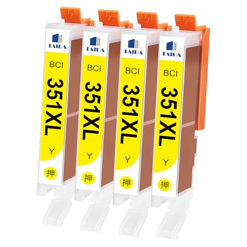 BCI-351XLY 互換インクカートリッジ Canon 350XL 351XL 350 351イエロー インク 4本セット【TAIDA】キャノン用 PIXUS MG7530F MG7530 MG7130 MG6730 MG6530 MG6330 iP8730 増量タイプ 残量表示 個別包装のサムネイル