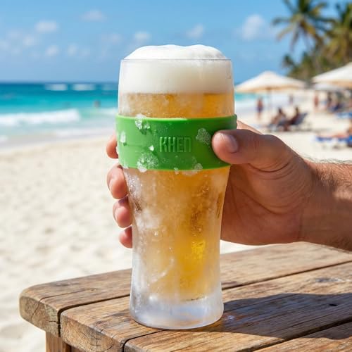 Image of Frozen Pint Beer Glasses - Freezable Mugs Freeze Chiller, Birthday Gifts Him, Men, Dad, Guys, Cooling Cups 12oz Unbreakable Tritan Acrylic, Double Walled Insulated Glass Gift, Iced Coffee Tumbler