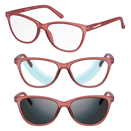 Image of Croakies Petra Photochromic Eyewear | UV400 Sunglass and Bluelight Protective Eyeglass For Outdoor and HEV Devices | Bundle
