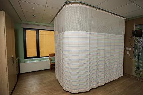 Hospital Curtain, Quality Cubicle Curtain, Flame Resistance Medical Curtain Bed Divider, Privacy Curtain - Machine washable - Flame Retardant with Mash top & grommet 12' Wide X 7' long