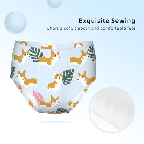 Corgi Dog In The Tropical Leaf Girls' Underwear Soft Cotton Little Girls Panties Comfort Briefs3