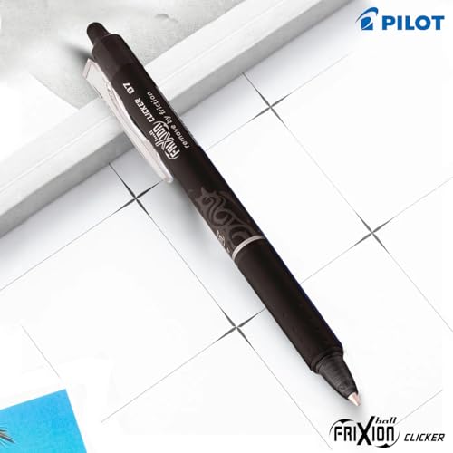 Pilot Frixion Clicker 0.7mm Fine Point Roller Ball Pen with Comfortable Dimpled Grip & Inbuild Eraser | Black Ink, 1 pcs - Image 2 thumbnail