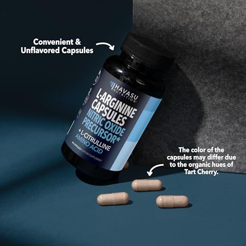 Image of L-Arginine Capsules with L-Citrulline - Nitric Oxide Supplement - L Arginine and L Citrulline Blend - 60 Count - Vegan, Non-GMO Capsules for Performance, Endurance and Muscle Support - 1 Month Supply