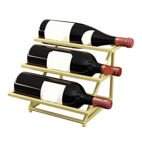 Soporte para botellas de vino estilo industrial en metal dorado miniatura 1