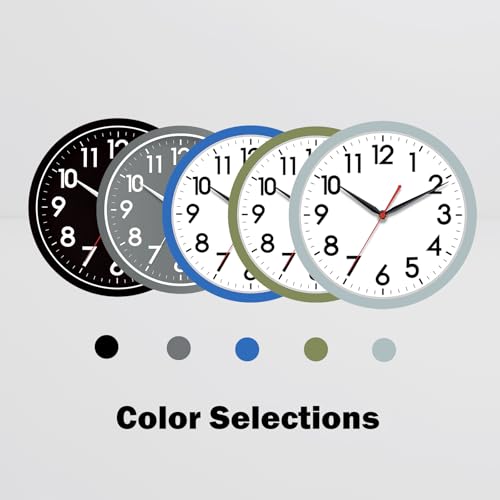 Image of AKCISOT Wall Clock, Modern Small Wall Clocks Battery Operated 12 Inch, Silent Non-Ticking Analog Classic for Office, Home, Bathroom, Kitchen, Bedroom, School(Blue Gray)
