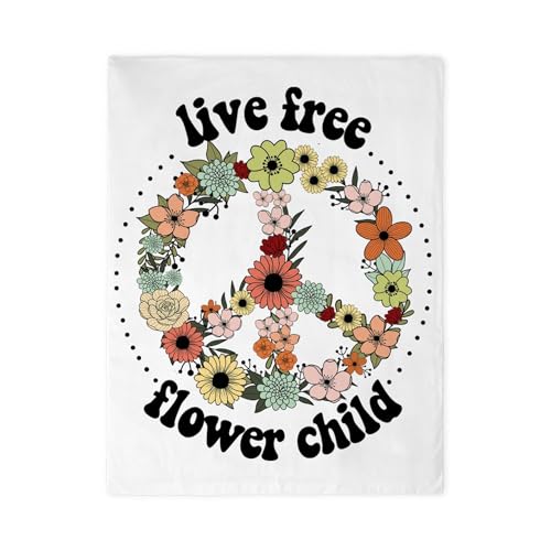 CafePress Live Free Flower Child Vintage Wildflower Twin Duvet Cover, Printed Comforter Cover, Unique Bedding,