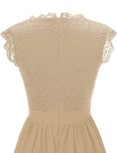 Image of Dressystar Women's V Neck Sleeveless Lace Bridesmaid Dress Wedding Party Gown