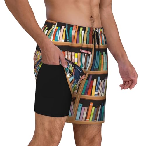 Maillot de bain avec doublure de compression pour homme style bibliothèque