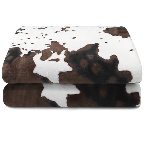 Image of Cow Print Blanket Animal Brown Black Milky White Throw Blankets,Cow Print Blanket for Kids Adults, Soft Cow Blankets and Throws Cowhide Decor for Couch Sofa Bed 40"×50"