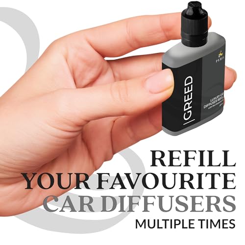 Image of Greed Diffuser Refill 50ml Bottle | Strong Car Freshener with Car Odor Eliminator Technology | Long Lasting Automotive Car Air Freshener by Perfa