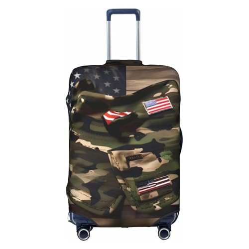 Housse de valise polyester blanche protection bagage cabine motif USA S