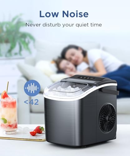 Image of COWSAR Ice Maker Countertop, Portable Ice Machine with Self-Cleaning, 26.5lbs /24Hrs, 9 Bullet Ice Cubes in 6 Mins, Ice Basket and Scoop, Ideal for Home, Kitchen, Bar, Camping
