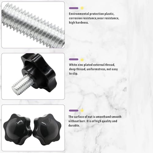 TA-VIGOR 2Pcs M8 x 40mm Plum Hex Shaped Clamping Screw Knob, 38mm Dia Plastic Head Clamping Knob Handle Male Thread Thumb Screw - Image 3