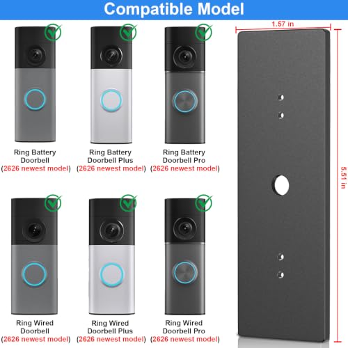Image of 2026 Upgrade Metal No-Drill Adhesive Mount for Ring Newest 2026 Battery Doorbell /Plus /Pro, No Drilling Wireless Video Camera Door Mounting Holder Bracket Accessories for Apartments Office Houses