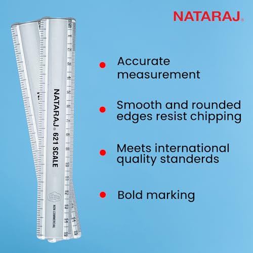 Nataraj 621 Scale 15 CM | High Accuracy | Smooth and Rounded Edges | Child-Safe | Bold Markings for Precise Results | Resists Chipping | Special MM Markings for Students & Professionals | Pack of 10