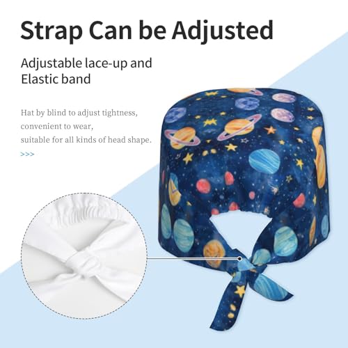 Image of Adjustable Working Cap Breathable Unisex Women Men Elastic Bandage Tie Back Hats Scrub Nursing Doctor Surgeon Cap