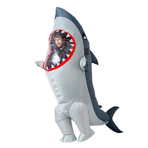 Spooktacular Creations Adult Inflatable Shark Costume, Realistic Gray Shark Blow-up Suit, Full Body Deluxe Halloween Animal Inflatable Costume - Image 5