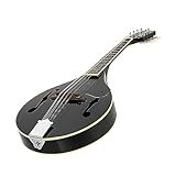 Mandoline-Instrument Schwarze, Elegante Mandoline Im A-Stil Mit 8 Saiten Für Rechtshänder Aus Lindenholz Und Schutzbrett