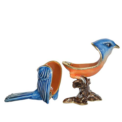Mixdom Blue Jay Trinket Box Jewelry Box Hand Painted Decorative Box With Hinged Lid Ring Earring Holder Bird Figurine Collectible #TOP2