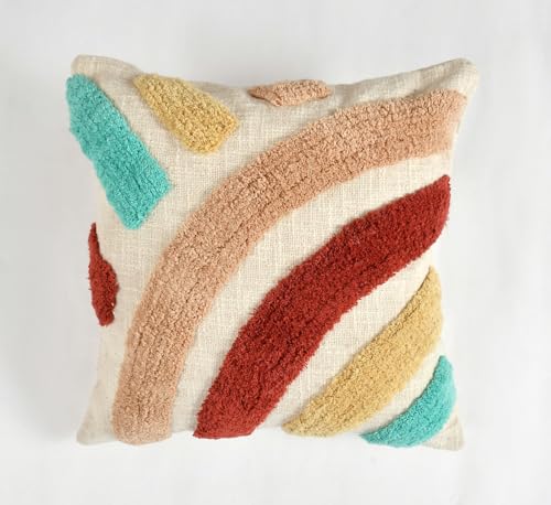 Image of Furnistitchs Premium Decorative Throw Cushion Pillow Cover Boho Home Decor - Living Room Bedroom Couch Sofa Cushion Covers 16 inch x 16 inch (1, Mustard V)