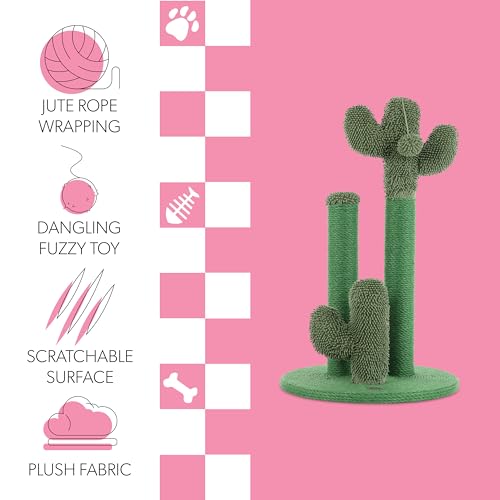 Rascador Torre para Gatos 25.25" con Jute y Peluche Verde miniatura 4