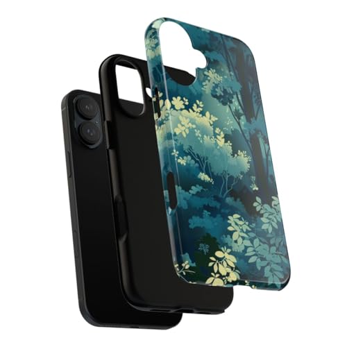 Coque rigide iPhone 16 Plus brillante anti-rayures motif feuillage vert