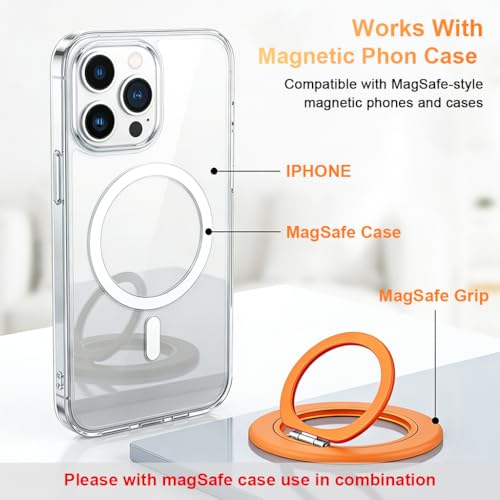 Image of ZORBES Magnetic Phone Ring Grip 360 Swivel Phone Grip Ultra Slim Folding Metal Phone Ring Phone Desk Stand Phone Support