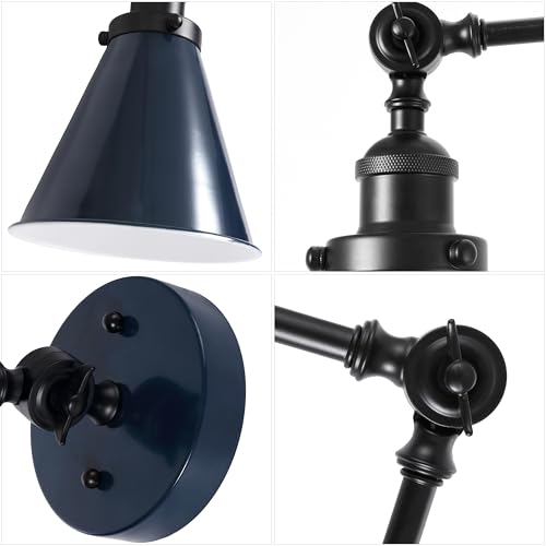 Image of JONATHAN Y Rover 1-Light Wall Sconce 7 inch, Navy /Black, Set of 2