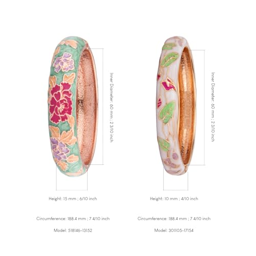 UJOY Cloisonne Bangles Gorgeous National Floral Panda Set Enameled Gold Plated Handcrafted Bracelets Jewelry Gifts 55C433