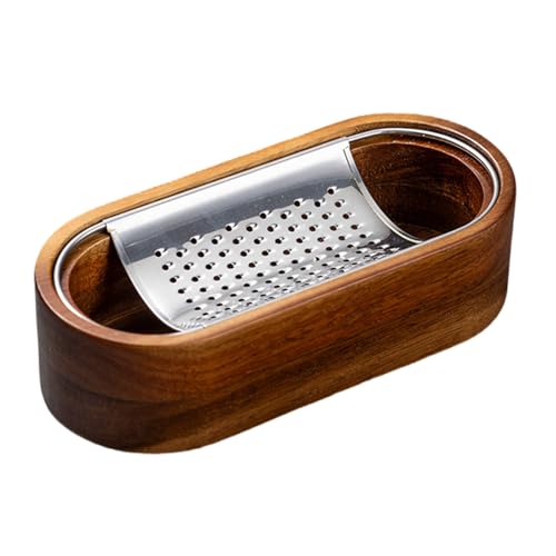 Rallador de queso de acero inoxidable con caja de madera miniatura 1