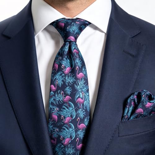 Image of Alizeal Mens 3.15'' Gradient Novelty Pattern Tie Set with Pocket Square Casual Color Tie Set