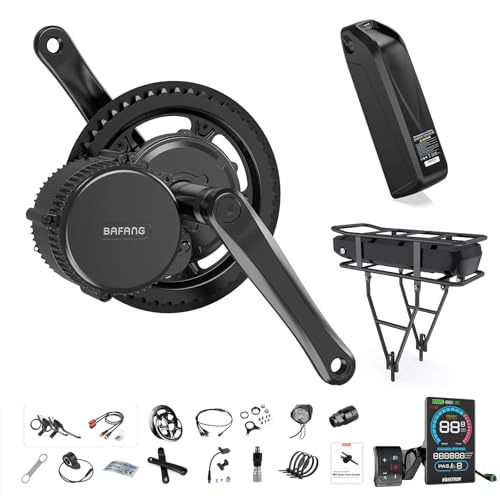 BAFANG BBS01B 350W Mittelmotor 36V Ebike Umbausatz mit 36V13Ah Unterrohr Akku und Multifunktions VD618 Display, G340 Mittlerer Antriebsmotor für BB68mm Mountainbike Rennrad Pendlerfahrrad