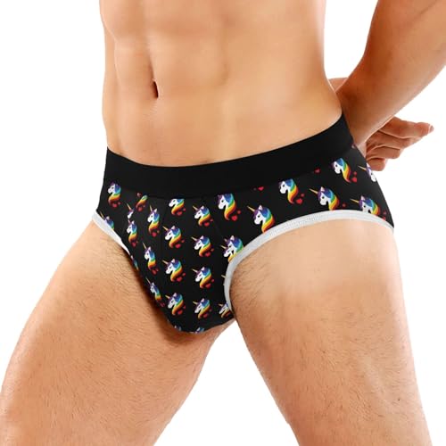 Classic Men's Briefs Underwear Unicorn Red Hearts Rainbow Breathable and Soft Comfort Triangle Underwear S-3XL2
