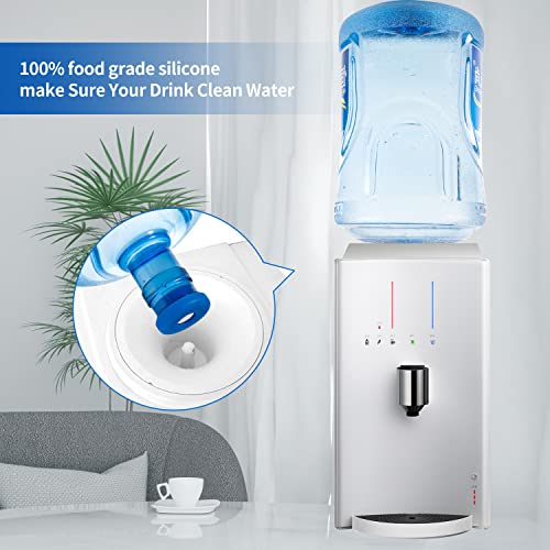 5 Gallon Water Jug Cap Reusable - Non-Spill 55mm Bottle Water Dispenser Caps,Silicone Replacement Cap Lids Anti Splash 3 Pack