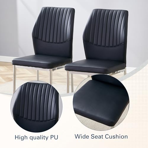RDUEEI Modern Dining Chairs Set of 6, Black Dining Room Chairs with PU Leather and High Back, Sillas para Comedor Set de 6 for Kitchen(BK-6)