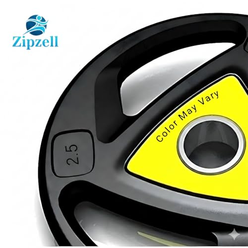 Image of Sports Olympic Weight Plates, 2.5 kg, Rubber Coated with Metal Core, 50mm Diameter, Set of 4, Black (Color May Vary)