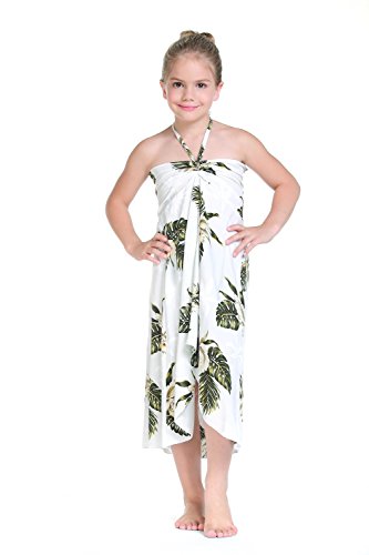 Girl Hawaiian Halter Dress in Palm Green Leaf4