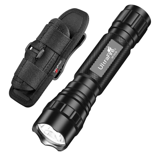 UltraFire Taktische Taschenlampe mit Holster, 1000 Lumen Single Mode LED Taschenlampe für Dienstgürtel, Polizei Taschenlampe mit Gürteltasche für Rettungsdienst Camping Outdoor, WF-501B