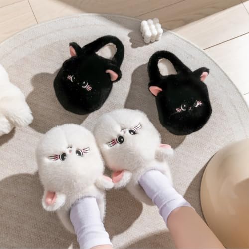 Women's slippers, cute cat slippers, fun animal shoes, comfortable plush warm one foot slipper3