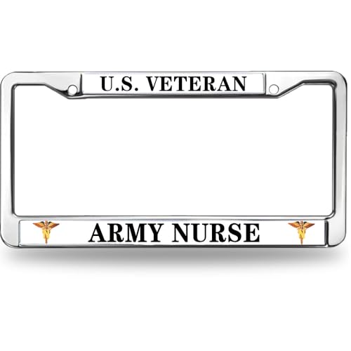 Image of Military Nurse Veteran License Plate Frame - Military Medical Service Car Accessory