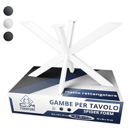 CM Furniture Patas para Mesa Cristal Madera Bianco Base Spider Tipo Araña para Spider Tipo Forma X Cruzadas Estrellam Carga Pesada - para Mesa de Comedor Escritorio Conferencias A: 72 cm DIY Loft
