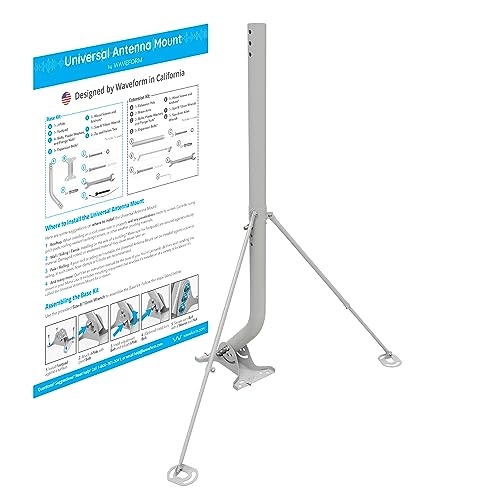 Image of Waveform Ultrapole: The Universal Antenna Mount | 33 inch J Pole Mount for Roofs and Walls | Mast for Starlink, TV, Signal Booster & Yagi Antennas | Base + Extension Kit