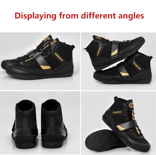 Mens Breathable Boxing Shoes, Professional Wrestling Shoes Fighting Training Combat Boots High Top Fitness Sports Sneakers4