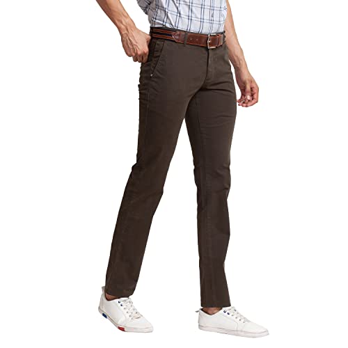 Image of Parx Men's Cotton Blend Solid Pattern Low Rise Tapered Fit Flat Front Casual Trouser