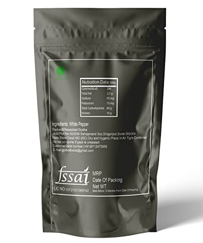 Image of Godka Organic Whole White Pepper /Sabut Safed Mirch,400 grams
