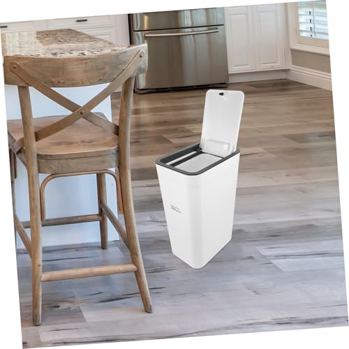 Basurero rectangular con tapa diseño slim para cocina y oficina miniatura 7