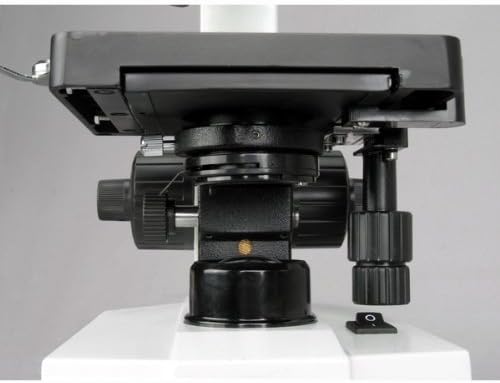 AmScope M600B-E2 Digital Compound Monocular Microscope, WF10x and WF20x Eyepieces, 40x-2000x Magnification, Brightfield, Tungsten Illumination, Abbe Condenser, Mechanical Stage, 110V, Includes 2MP Camera and Software
