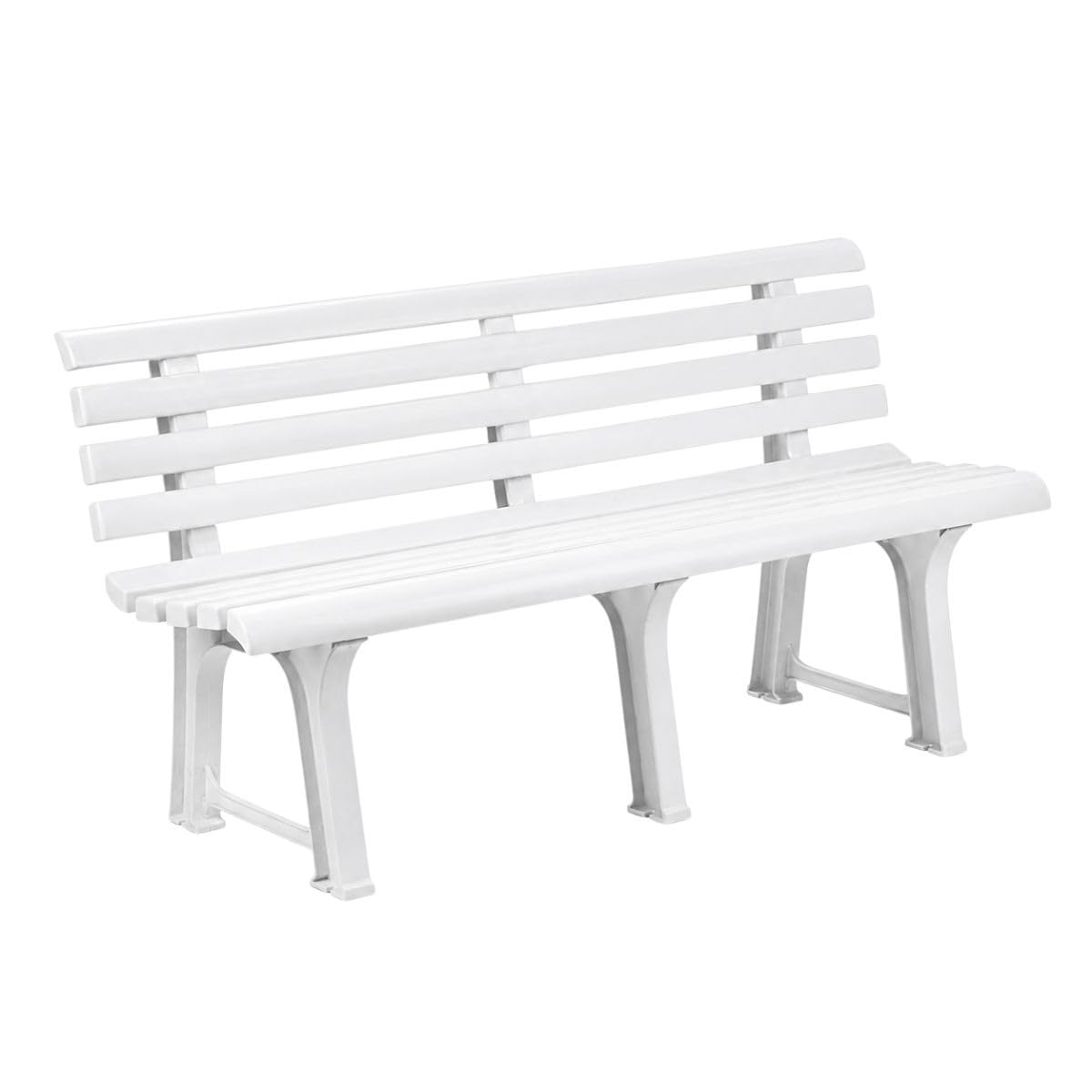 Banco jardín resina blanco para meriendas familiares y tardes de porche